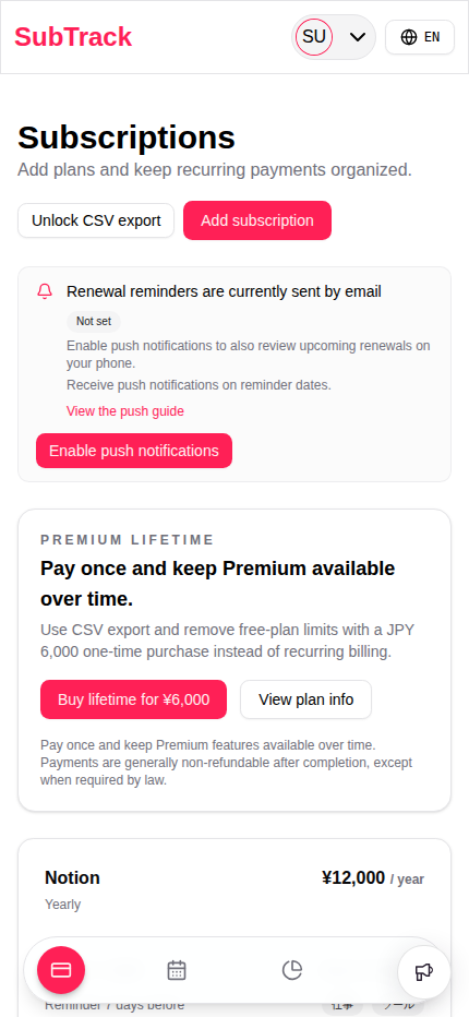 Screenshot of enabling push notifications on iPhone / iPad