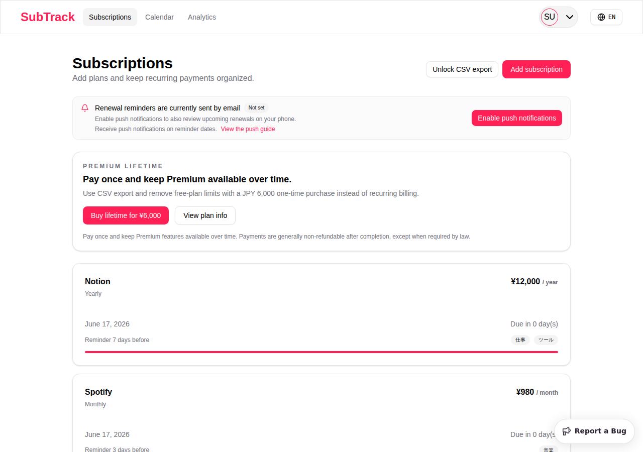 Screenshot of enabling push notifications on Desktop